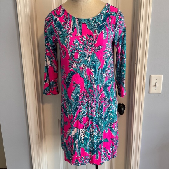 Lilly Pulitzer Small Ophelia Dress in Mandevilla Pink Tropical ~ Tropical Resort - Picture 1 of 7